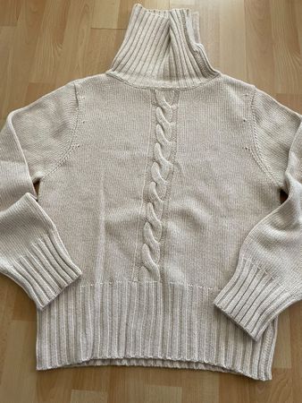 Pull Scenic col roulé beige torsadé taille L ,en laine 