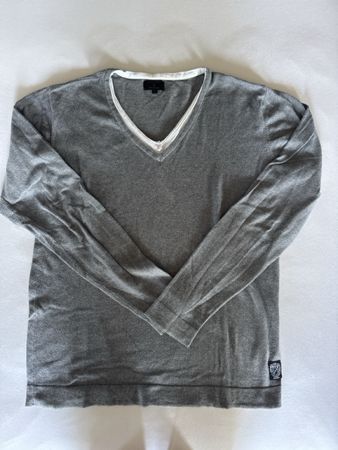 Jack & Jones Pullover V-Ausschnitt Grau Baumwolle