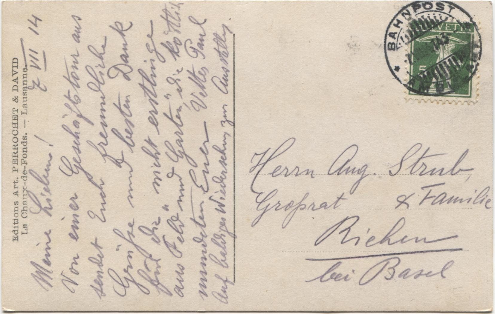 Cartoline postali: KANDERSTEG BE 1914 Postauto + Bahnhof – Usato da Rothrist venduto da Clanx 2
