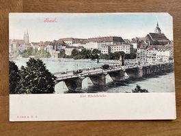 AK Basel. Alte Rheinbrücke