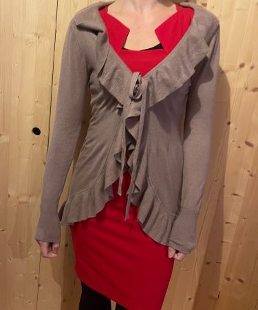 Chic e elegante Cardigan di Lana-colore cappuccino-M/L-nuovo