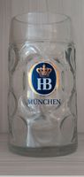 Bierkrug HB München Glas 1 Liter gebraucht