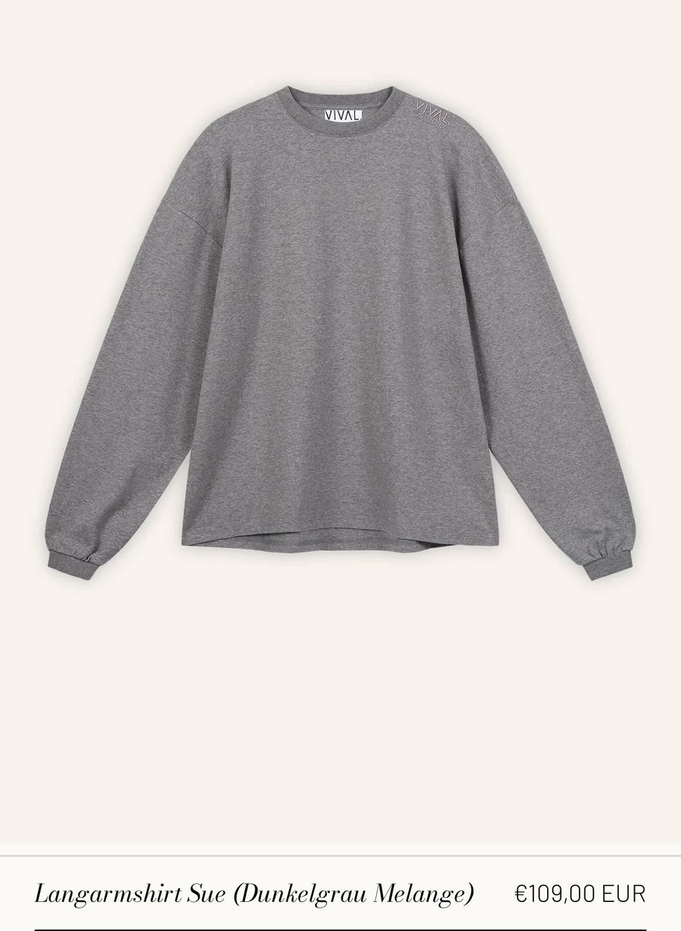 T-Shirts: Vival.Studio Langarmshirt Sue dunkelgrau melange M – Neu (gemäss Beschreibung) aus Luzern von maarteii