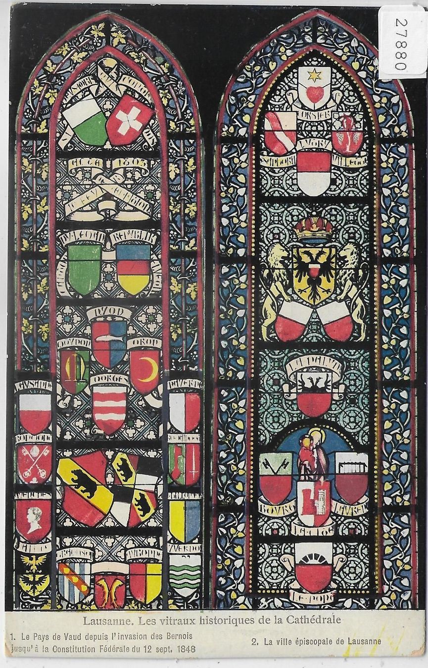 Cartoline postali: Lausanne - Les vitranux historiques de – Usato da Ettingen venduto da Kartenplanet