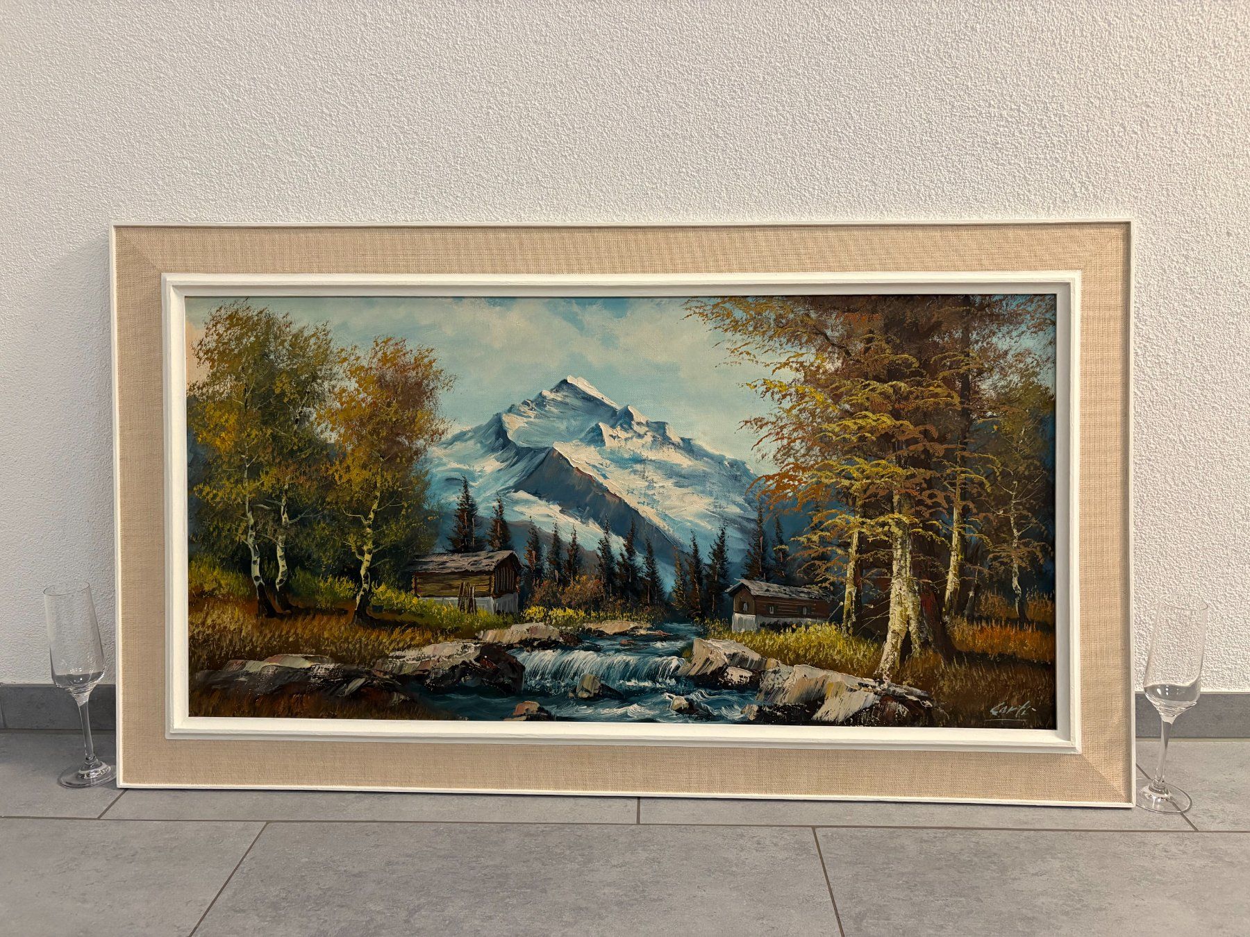 Gemälde: 116 cm breitx 65.5/ Corti/ Ölgemälde Berglandschaft mit Bach – Gebraucht aus Ottenbach von TimelessEmotions. 2
