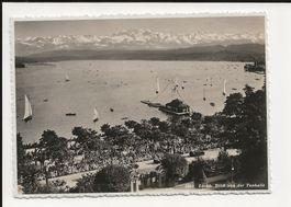 AK ca 1940 Zürich Blick von der Tonhalle sehr Belebt , Umzug