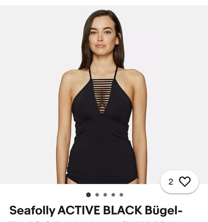 Seafolly ACTIVE BLACK Bügel-Tankini-Badeoberteil, Gr S