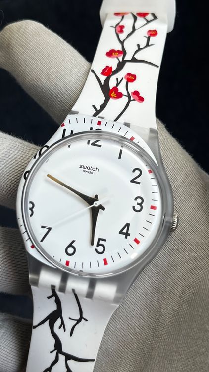 Swatch Orologi: Swatch Uhr Gent mit Kirschblüten Design – Usato da Grenchen venduto da chththl 5