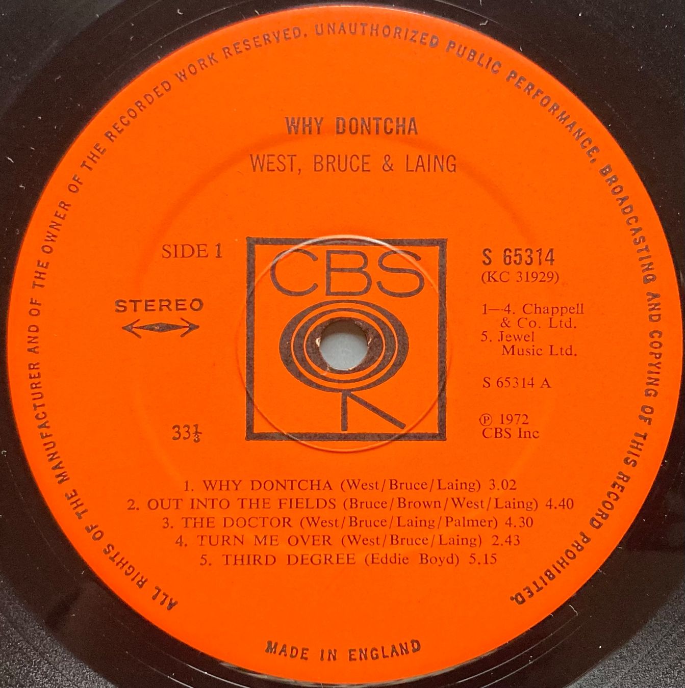 Vinyles: WEST, BRUCE & LAING - WHY DONTCHA – D'occasion à Poliez-Pittet par Newtown-Records 2