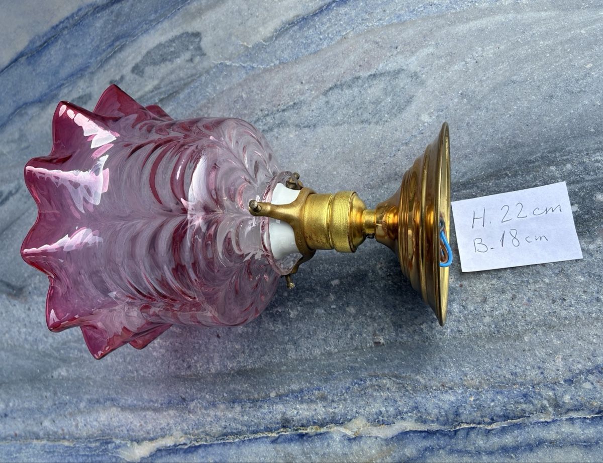 Lampadari & plafoniere: Antik Jugendstil Deckenlampe  mit Cranbeery Glas – Usato da Zürich venduto da Artnuvo 7