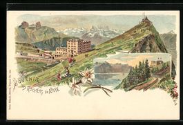 Litho Rochers de Naye, Hotel auf dem Gip