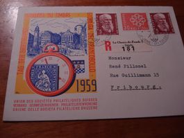 R-Karte Tag der Briefmarke 1959, La Chaux de Fonds, gelaufen