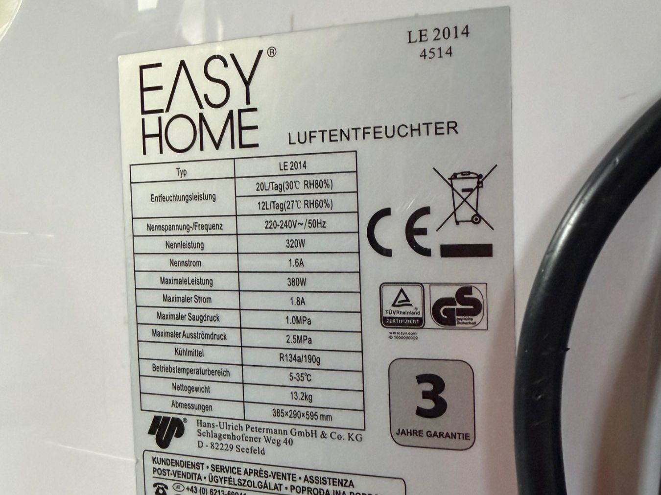 Deumidificatori: Luftentfeuchter EASY Home/ weiss – Usato da Eschenbach SG venduto da Autobr 3