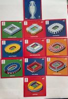 11 Fussball Sticker alle EM Stadien komplett + EM Pokal