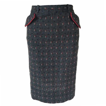 Jupe XS/S grau Wolle Taschen mit bunten Einsprengseln 1940s