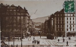GENÈVE - La rue du Mont Blanc - Trams - Hôtel Suisse  -1914