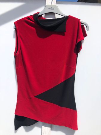 DESIGNER-SHIRT ALICIA HOLLEN, GR. S, ROT-SCHWARZ