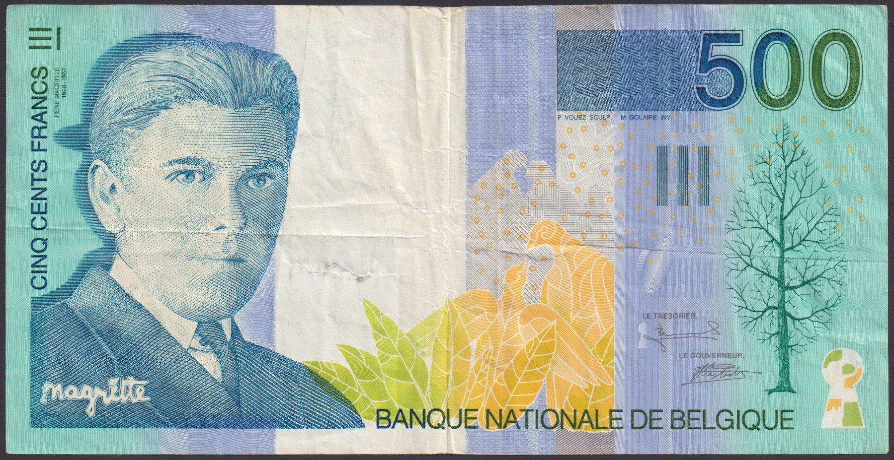Banconote: Belgien 500 Francs 1998 – Usato da Brugg AG venduto da banknoten_muesli