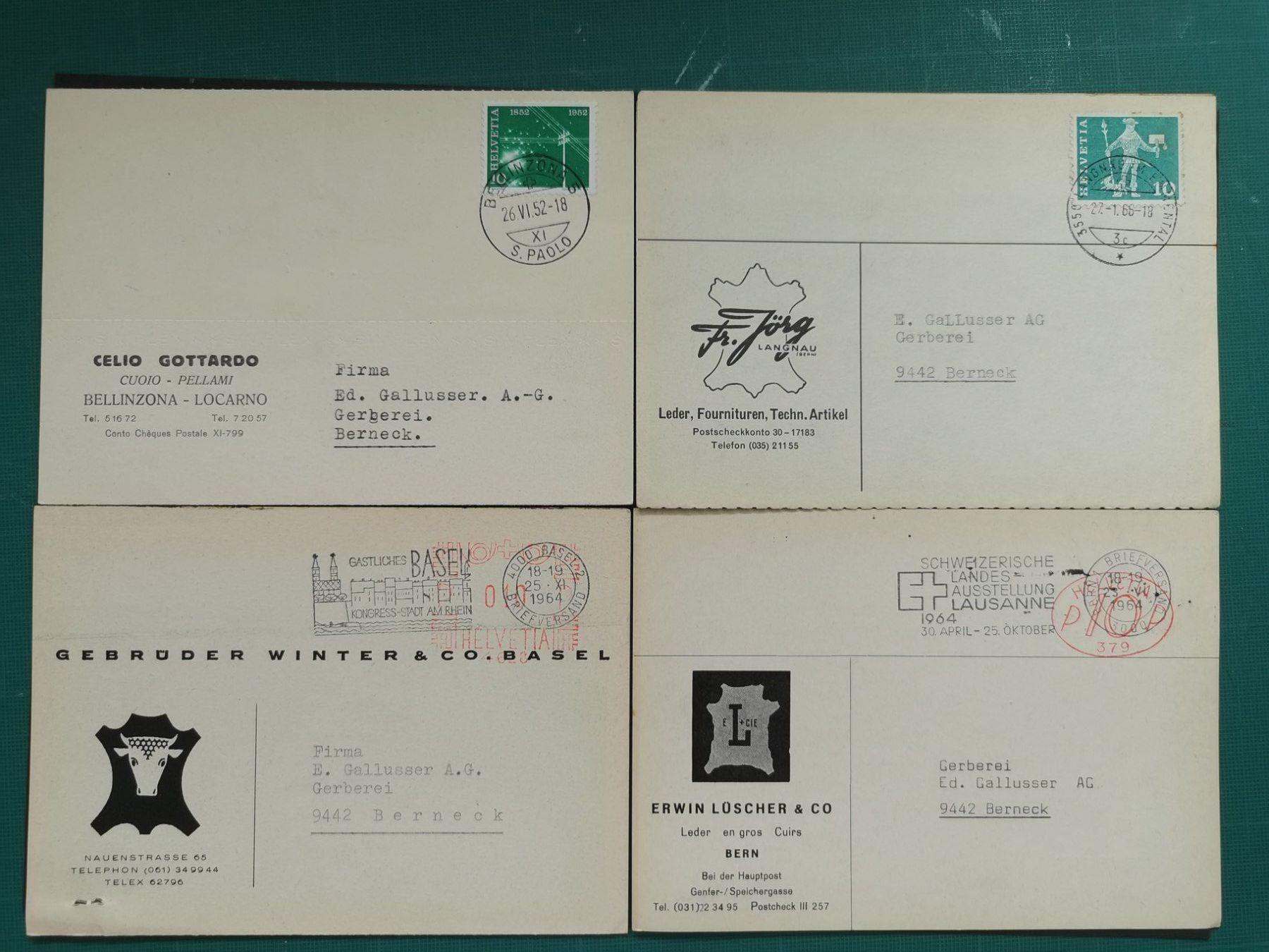 Cartoline postali: Geschäftskarten   Berneck  Konvolut   Gerberei – Usato da Rheineck venduto da kat_7gld 3