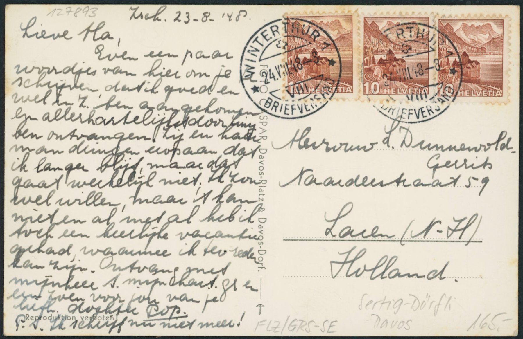 Cartoline postali: GRS Sertig Dörfli - Flugzeug - Davos – Usato da Schindellegi venduto da leecollect 1