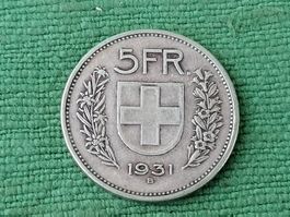 5 Franken 1931 Münze Schweiz guter Zustand