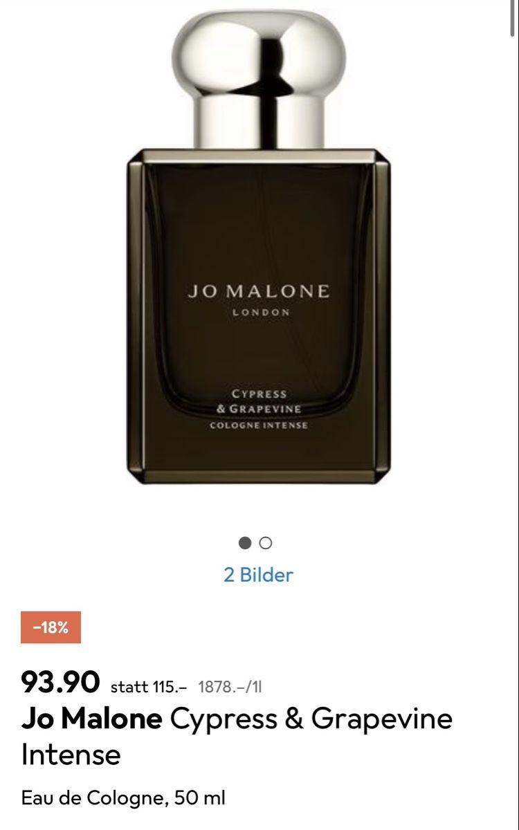 Jo Malone Profumi & Eau de Toilette: Jo Malone Cypress & Grapevine Intense 50 ml Eau de Cologne – Nuovo e nell'imballaggio originale da Bettlach venduto da 1234just 2