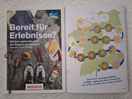 1 MIGROS AARE Sammelpass mit 18 geklebte Sticker.