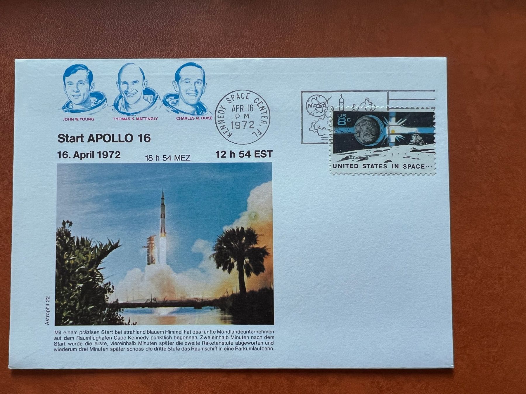 Tutti i francobolli: Brief Apollo 16 Start 1972  (R46) – Usato da Hinwil venduto da Sidi4