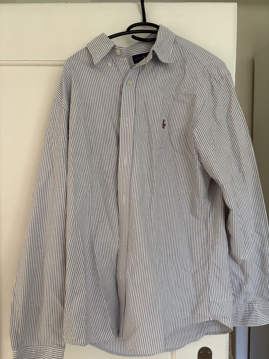 Ralph Lauren Camicie: Ralph Lauren Hemd, grau weiss gestreift – Usato da Basel venduto da Michele4123