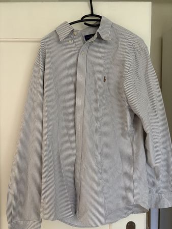 Ralph Lauren Hemd, grau weiss gestreift