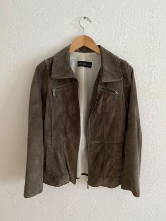 Stylische Wildlederjacke Grösse M - Farbe Greige