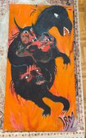Irma Stadelmann "Black Family" 1988, 60x114, Acryl auf Jurte