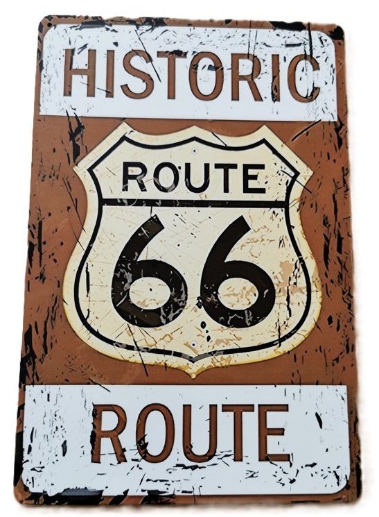 Schilder: Route 66 - Blechschild  (neu, OVP) – Neu und originalverpackt aus Wilen b. Wollerau von morethanmusic