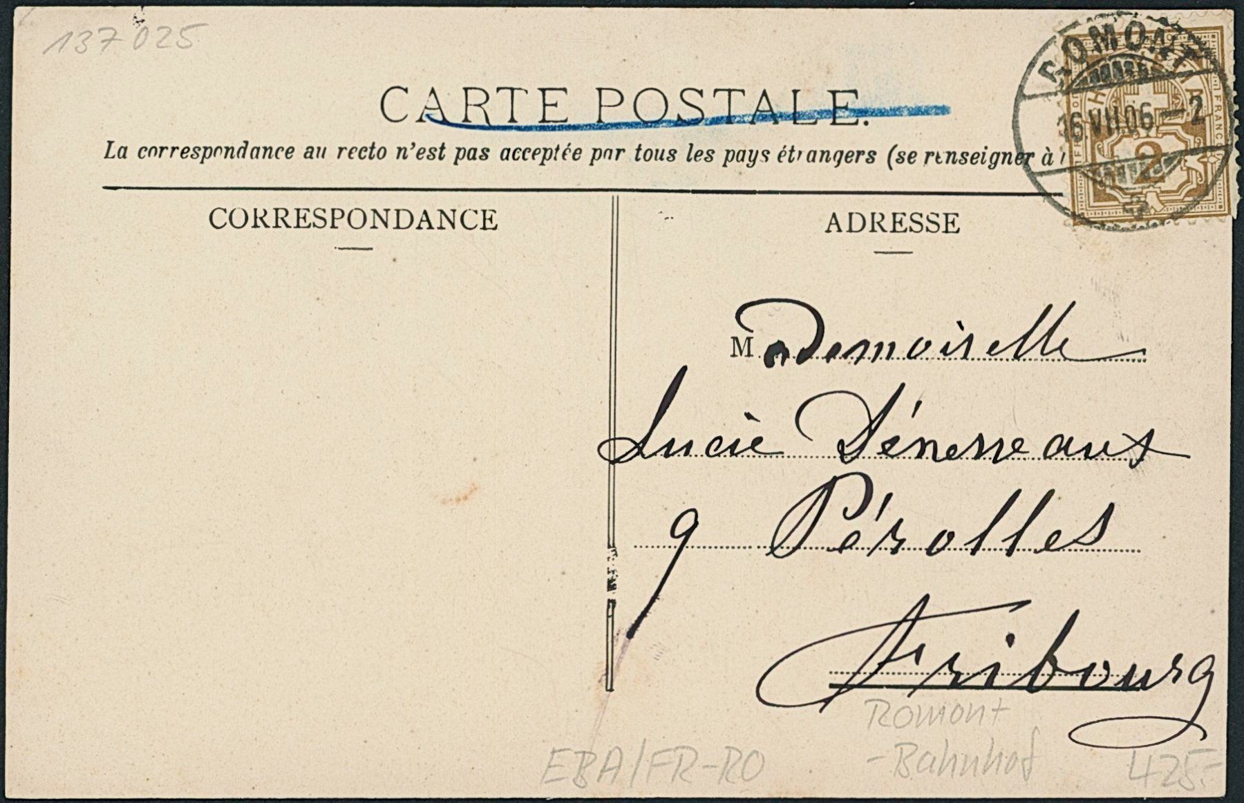 Cartoline postali: FR Romont - Bahnhof - Bahn – Usato da Schindellegi venduto da leecollect 1