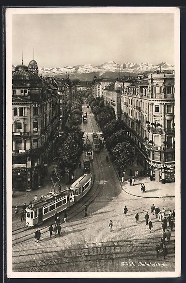 Ansichtskarten: Zürich, Bahnhofstrasse mit Strassenbahn – Gebraucht aus Berlin von bartko-reher
