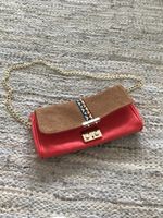 Sommer Ledertasche mit Kette, rot-braun, Neu !
