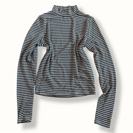 Grün-Weiss gestreifter Rollkragenpullover von FB sister