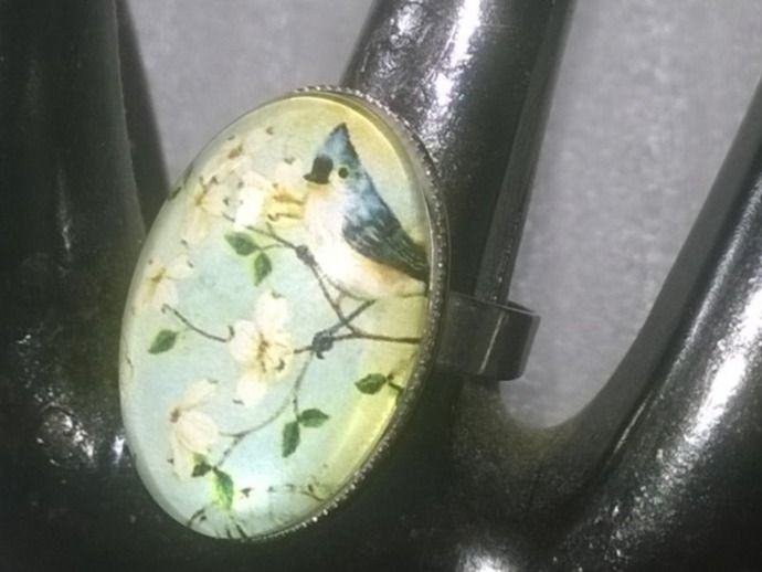Ringe: RING EDELSTHAL,,,MIT BLUMEN UND EIN VÖGEL – Neu (gemäss Beschreibung) aus Basel von bijoutrie_4