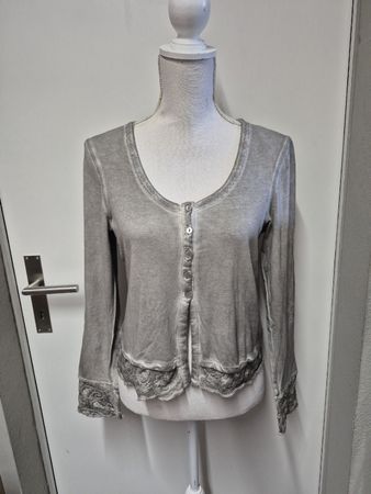NILE Jersey Shirt/Jäggli Gr.M grau mit Spitze