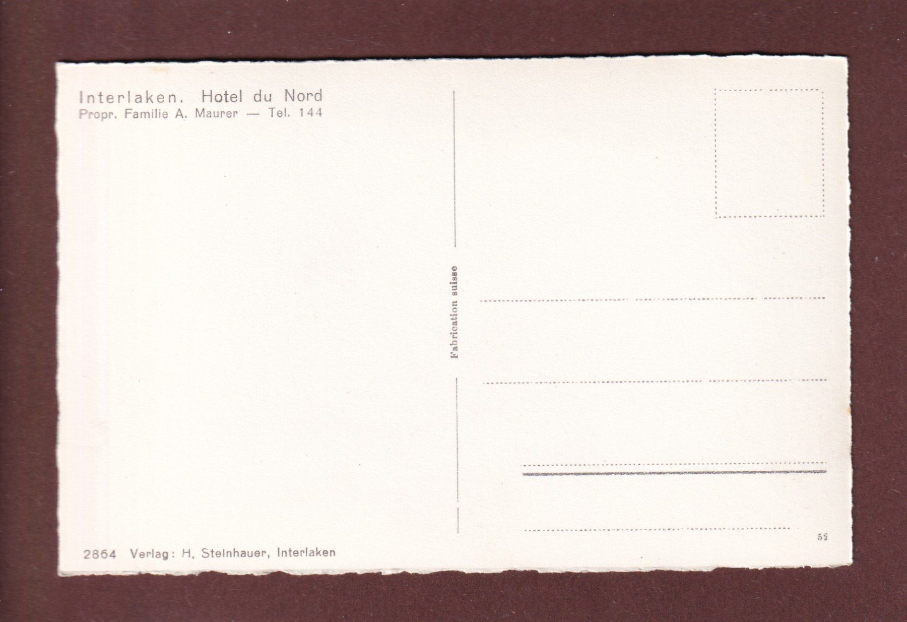 Cartoline postali: INTERLAKEN - Hotel du Nord – Usato da Pully venduto da nicecards 1