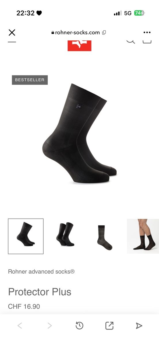 Rohner Calze: Rohner Socken Protector Plus, Schwarz – Nuovo e nell'imballaggio originale da St. Moritz venduto da maric4