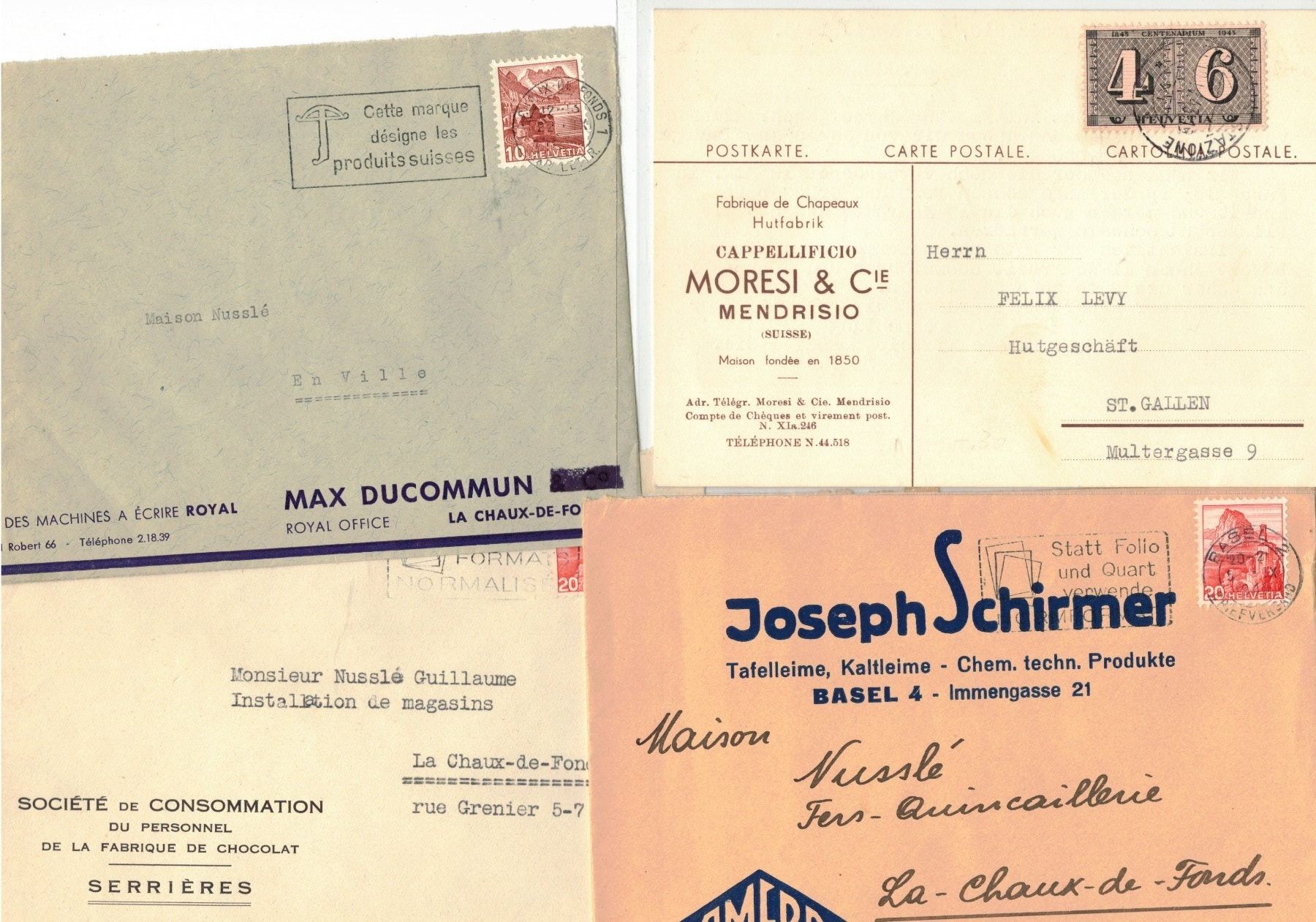 Buste & buste per spedizione: PHILATELIE COUVERTS Absender vorne MENDRISIO BASEL CHOCOLAT – Usato da Widnau venduto da Seppl480