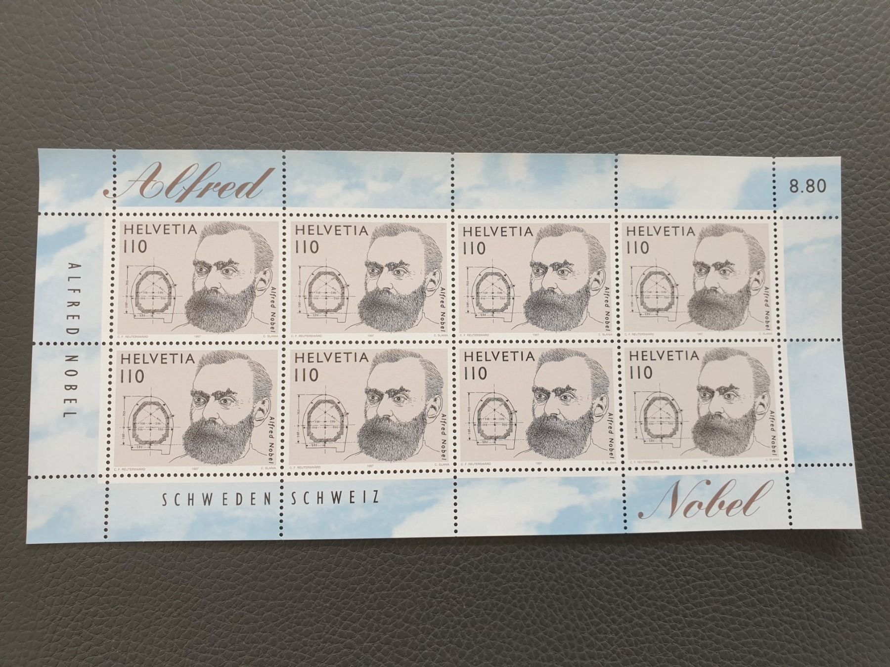 Tutti i francobolli: Briefmarkenbogen Alfred Nobel postfrisch – Nuovo (secondo la descrizione) da Frauenfeld venduto da Kasico