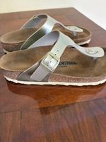 Original Birkenstock  Gizeh silber   Gr 38 Neuwertig.