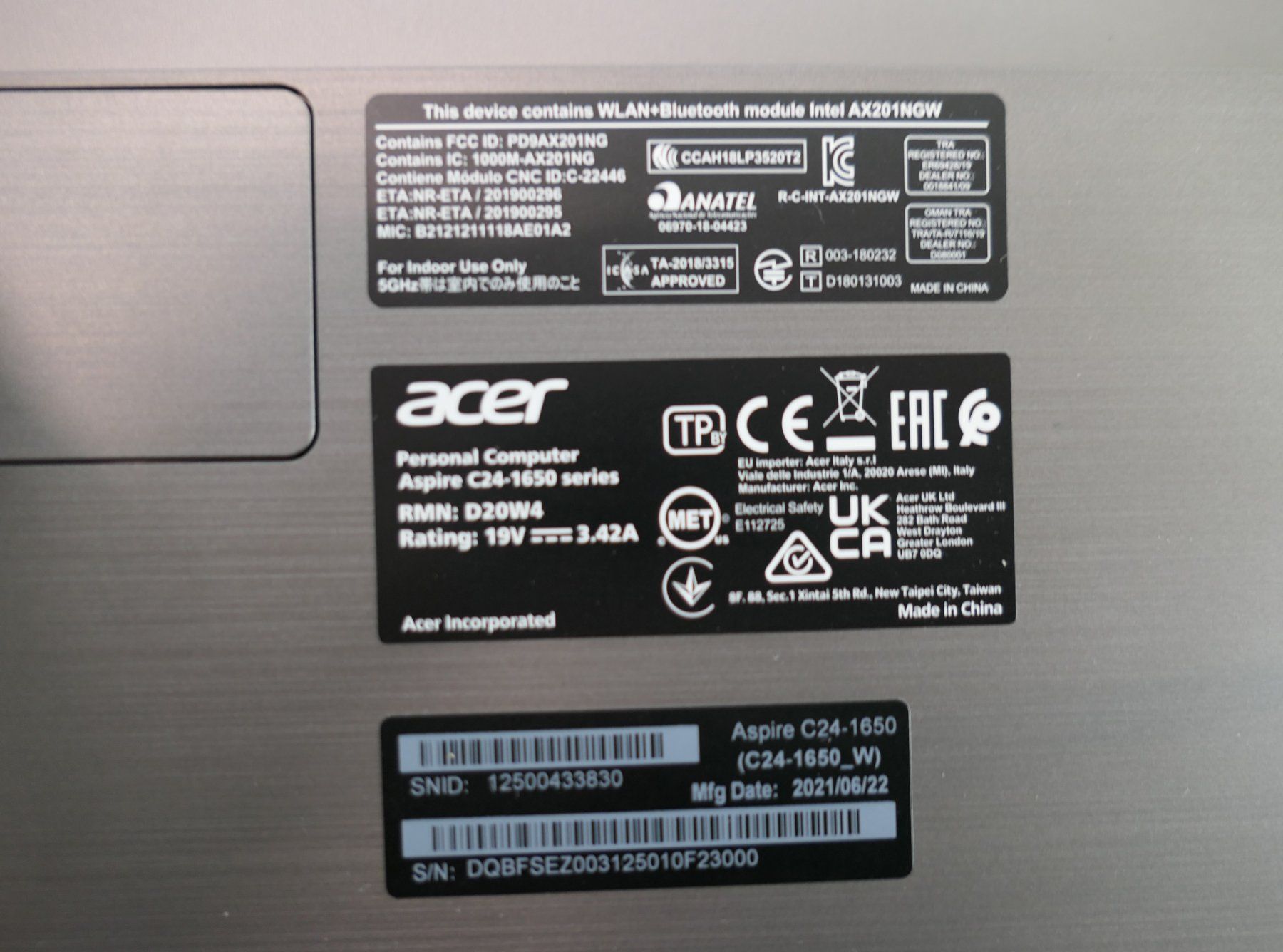 Acer PC: ACER ASPIRE PC C24-1650 SERIES – Usato da Münchenstein venduto da VSPBL-Verkauf 5
