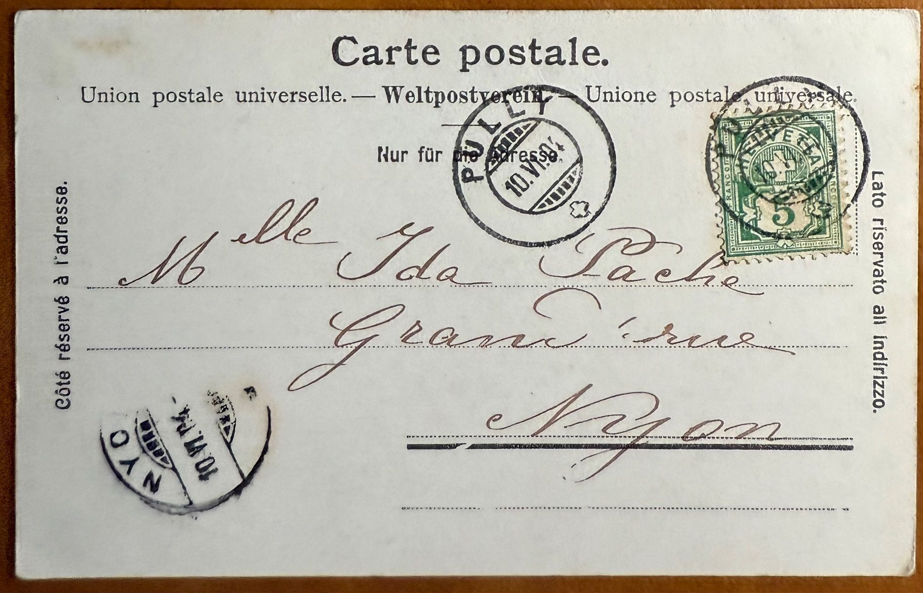 Cartoline postali: Pully - Prieuré - animée 1904 – Usato da Lutry venduto da Ediego 2