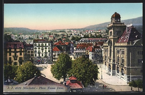Cartoline postali: AK Neuchatel, Place Numa Droz – Usato da Berlin venduto da bartko-reher