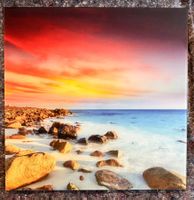 Glasbild Strand & Sonnenuntergang