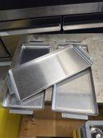 3 Serviertabletts Edelstahl rechteckig guter Zustand