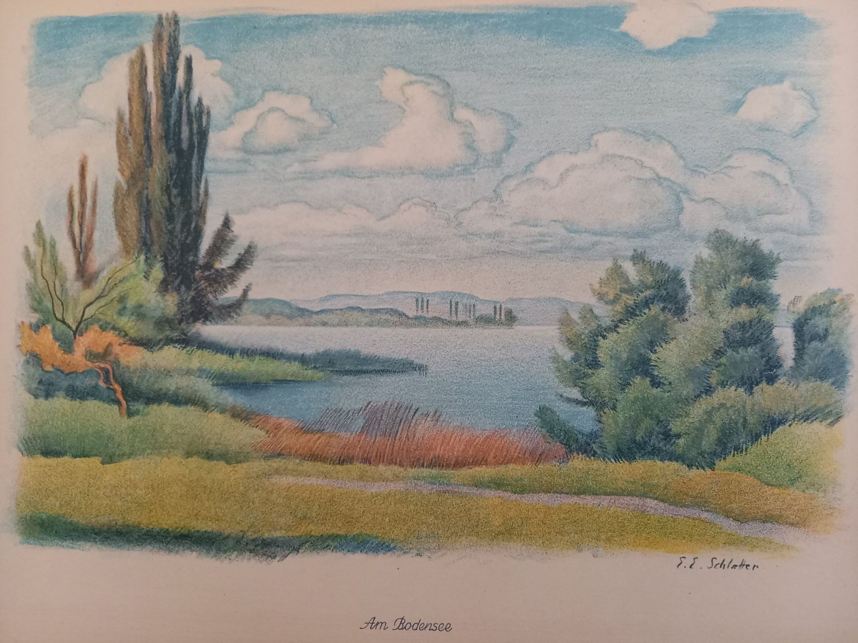 Grafiken & Lithographien: Lithographie couleur E.E.Schlatter - Lac de Constance – Neu (gemäss Beschreibung) aus Genève von eti_lnc7 1